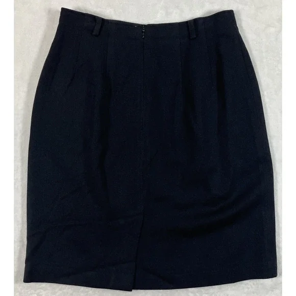 Vintage Eddie Bauer Aka Women's Size 6 Black Pencil Skirt 100% Wool Office Siren - Picture 2 of 11